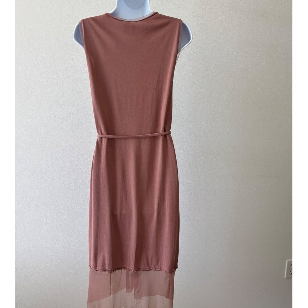 Jersey Dress Large Mesh Hem Drawstring Waist Beachy Lagenlook Festival Boho Chic - Picture 2 of 12